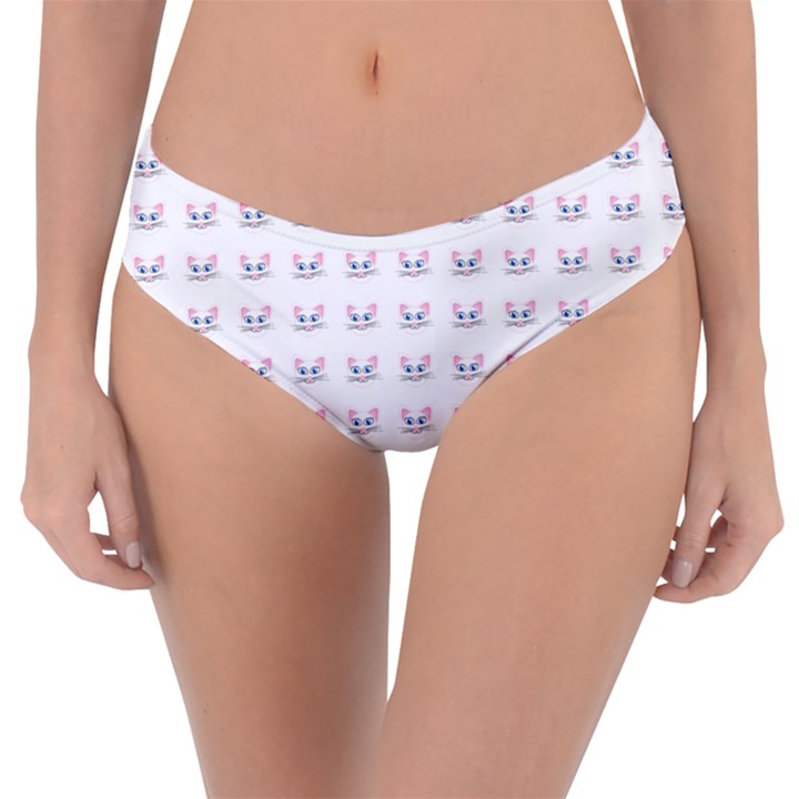 Pink Cute Cat Pattern Reversible Classic Bikini Bottoms