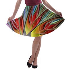 Fractal Bird Of Paradise A-line Skater Skirt by WolfepawFractals