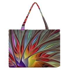 Fractal Bird Of Paradise Medium Zipper Tote Bag