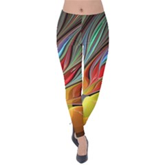 Fractal Bird Of Paradise Velvet Leggings by WolfepawFractals