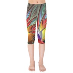 Fractal Bird Of Paradise Kids  Capri Leggings 