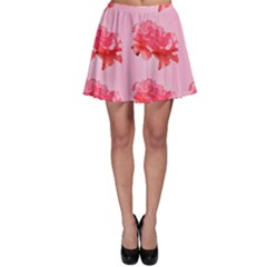 Pink Floral Pattern Skater Skirt by paulaoliveiradesign