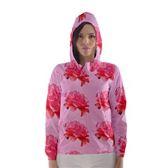 Pink Floral Pattern Hooded Wind Breaker (women)