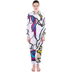 I Love Unicorn  Hooded Jumpsuit (ladies) 