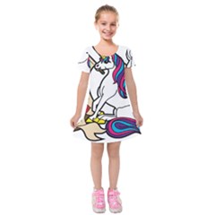 I Love Unicorn  Kids  Short Sleeve Velvet Dress by ninabolenart