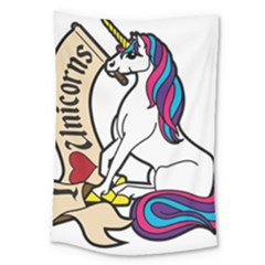 I Love Unicorn  Large Tapestry by ninabolenart