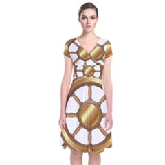 Boat Wheel Transparent Clip Art Short Sleeve Front Wrap Dress by BangZart