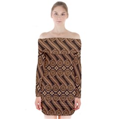 Batik The Traditional Fabric Long Sleeve Off Shoulder Dress by BangZart