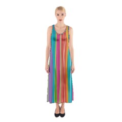 Colorful Striped Background Sleeveless Maxi Dress by TastefulDesigns