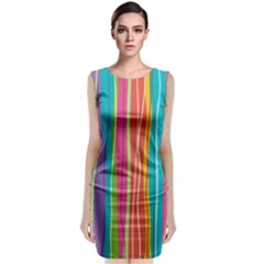 Colorful Striped Background Sleeveless Velvet Midi Dress by TastefulDesigns