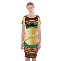 Casino Roulette Clipart Classic Short Sleeve Midi Dress by BangZart