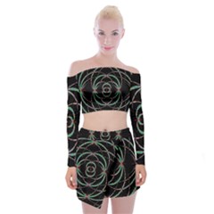 Abstract Spider Web Off Shoulder Top With Skirt Set by BangZart