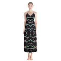 Abstract Spider Web Button Up Chiffon Maxi Dress