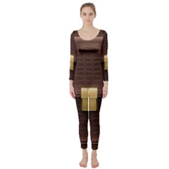 Brown Bag Long Sleeve Catsuit by BangZart