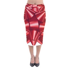 Red Bow Velvet Midi Pencil Skirt by BangZart