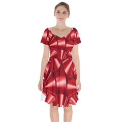 Red Bow Short Sleeve Bardot Dress