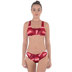 Red Bow Criss Cross Bikini Set