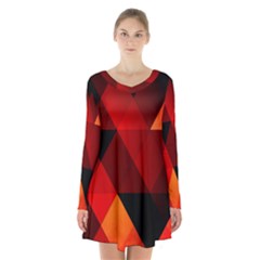 Abstract Triangle Wallpaper Long Sleeve Velvet V-neck Dress by BangZart