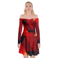 Abstract Triangle Wallpaper Off Shoulder Skater Dress