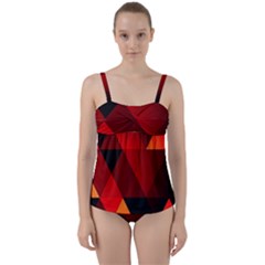 Abstract Triangle Wallpaper Twist Front Tankini Set