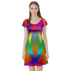 Colorful Easter Egg Short Sleeve Skater Dress by BangZart