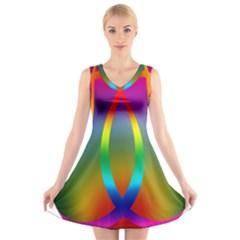 Colorful Easter Egg V-neck Sleeveless Skater Dress by BangZart