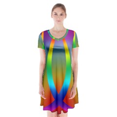 Colorful Easter Egg Short Sleeve V-neck Flare Dress by BangZart