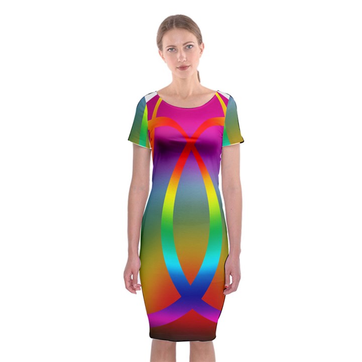 Colorful Easter Egg Classic Short Sleeve Midi Dress