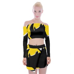 Black Rhino Logo Off Shoulder Top With Skirt Set