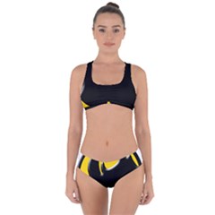 Black Rhino Logo Criss Cross Bikini Set by BangZart