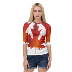 Autumn Maple Leaf Clip Art Quarter Sleeve Tee