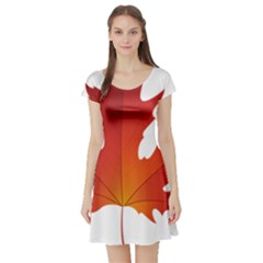 Autumn Maple Leaf Clip Art Short Sleeve Skater Dress by BangZart