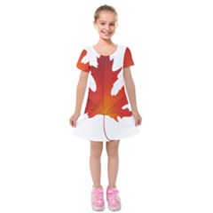 Autumn Maple Leaf Clip Art Kids  Short Sleeve Velvet Dress by BangZart