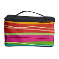 Colorful Horizontal Lines Background Cosmetic Storage Case by TastefulDesigns