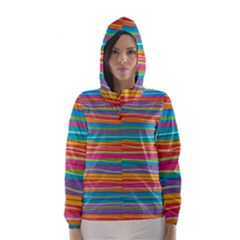 Colorful Horizontal Lines Background Hooded Wind Breaker (women) by TastefulDesigns