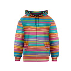 Colorful Horizontal Lines Background Kids  Zipper Hoodie by TastefulDesigns