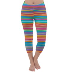 Colorful Horizontal Lines Background Capri Winter Leggings  by TastefulDesigns