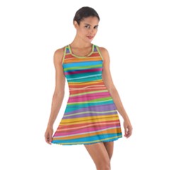 Colorful Horizontal Lines Background Cotton Racerback Dress by TastefulDesigns