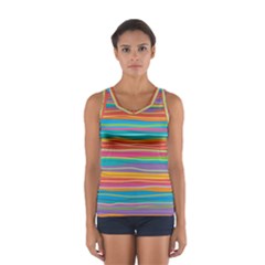 Colorful Horizontal Lines Background Sport Tank Top  by TastefulDesigns