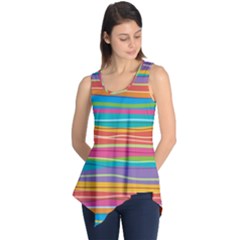 Colorful Horizontal Lines Background Sleeveless Tunic by TastefulDesigns