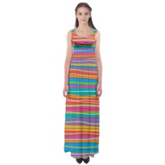 Colorful Horizontal Lines Background Empire Waist Maxi Dress by TastefulDesigns