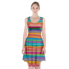 Colorful Horizontal Lines Background Racerback Midi Dress by TastefulDesigns