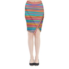 Colorful Horizontal Lines Background Midi Wrap Pencil Skirt by TastefulDesigns