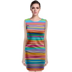 Colorful Horizontal Lines Background Sleeveless Velvet Midi Dress by TastefulDesigns