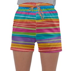 Colorful Horizontal Lines Background Sleepwear Shorts