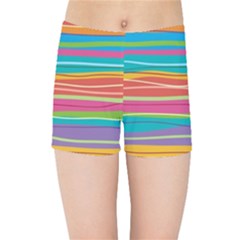 Colorful Horizontal Lines Background Kids Sports Shorts