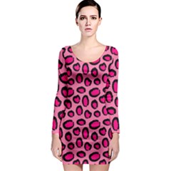 Cute Pink Animal Pattern Background Long Sleeve Bodycon Dress by TastefulDesigns