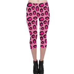 Cute Pink Animal Pattern Background Capri Leggings  by TastefulDesigns