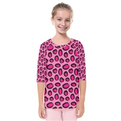 Cute Pink Animal Pattern Background Kids  Quarter Sleeve Raglan Tee