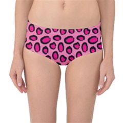 Cute Pink Animal Pattern Background Mid-waist Bikini Bottoms by TastefulDesigns